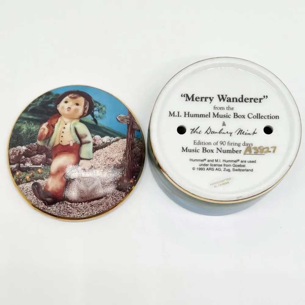 Vintage 1993 M.I. Hummel & Danbury Mint Music Box Collection Merry Wanderer